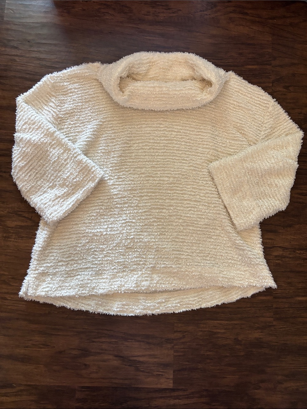 John Mark Cream Textured Cowl Neck Sweater